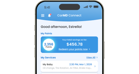 CarMD Connect app preview: Earn rewards for taking care of your vehicle.